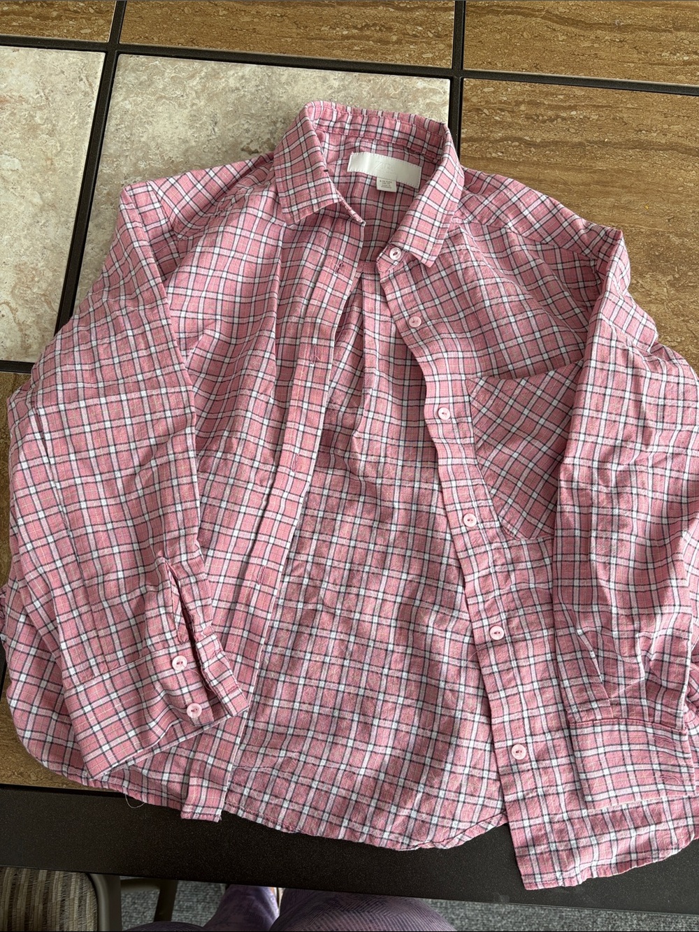 Girls Pink Plaid Button-Up Shirt